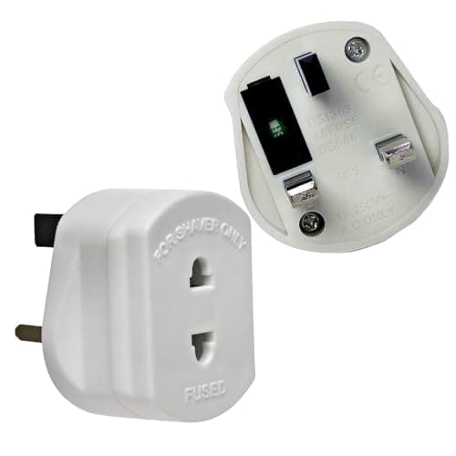 Shaver Plug Adaptor 2 Pin to 3 Pin UK, EU to UK Plug Adapter for Electric Toothbrush, Shaver, Epilator, CE Certified 1A Fuse, White — view 2