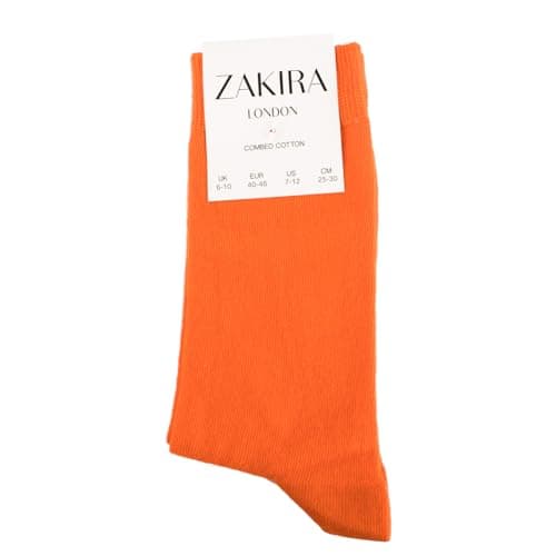 ZAKIRA Combed Cotton Dress Socks - Plain Colour Business Crew Socks for Men & Women, Soft Breathable Cotton, 6-10 (UK), Orange — view 5