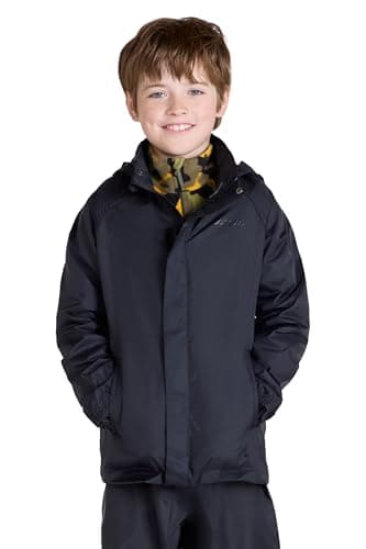 Mountain Warehouse Pakka Kids Waterproof Rain Jacket Black 7-8y