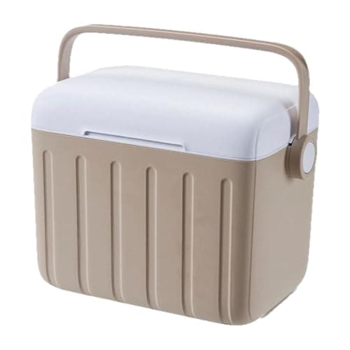 QSTDGVPW 6L Portable Cooler with Handle, Airtight Ice Pack Container, Ideal for Picnic, Travel, Beach, Food Delivery, Khaki