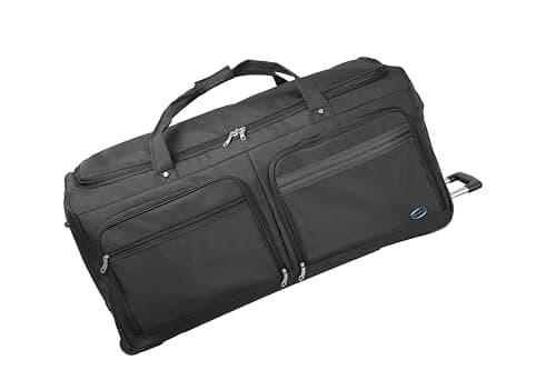Aerostar 32" Large Lightweight Duffle 2 Wheel Travel Bag Holdall Suitcase Check-in Luggage Ironpath (122L, Black)