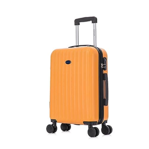 Aerostar 20” Lightweight Small Hard Suitcase Cabin Hand Luggage 4 Spinner Wheels Carry On 55x35x20 | Accepted on All Airlines easyjet, RyanAir, British Airways, Emirates & More (Orange, 35 Litre)