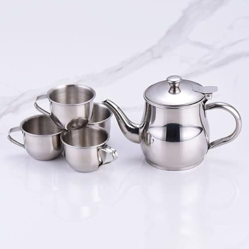 Stainless Steel Tea Set 70ml Cups Filter Screen Pretend Play Toy — view 6