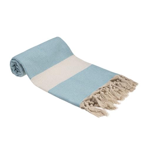 Blue Beach Turkish Towel - Travel Towel100x180cm Large Turkish Hammam Peshtemal - Super Absorbent, Quick Dry, Sand Free, Lightweight, Compact Towels for Swimming, Bath (1, Turquoise) — view 2