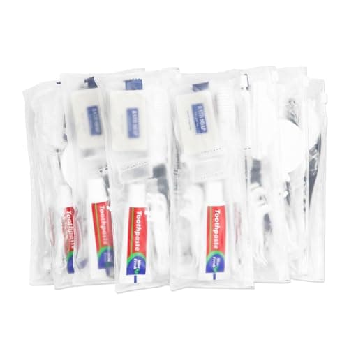 HQSLsund 25 Bulk Personal Hygiene Kit Set, Disposable Toothbrushes with Toothpaste, Floss, Brush, Soap, Vanity Set and Homeless Supplies a — view 6