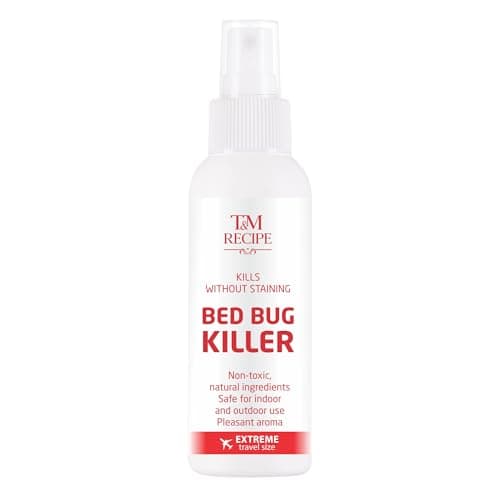 T&M Recipe Bed Bug Spray for Mattress 100ml - Fast-Acting & Fabric-Safe Bed Bug Killer Spray for Mattress, Non-Staining & Safe Around Kids & Pets, Ideal for Air Travel, Hotels, and On-The-Go Use
