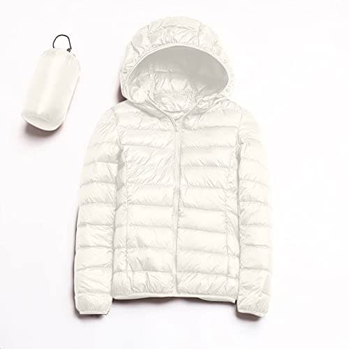 Womens Winter Lightweight Puffer Jacket with Hood Warm Short Packable Women Quilted Jacket Transitional Padded Down Jacket for Ladies Lined for Hiking Travel Plus Size Thin Jacket Down White — view 4