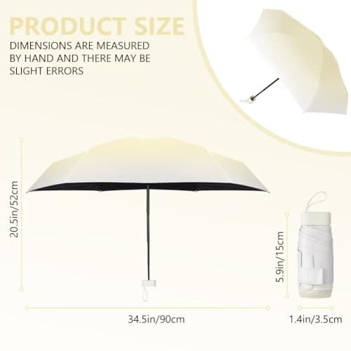 Aolso Mini Umbrella with UPF50+ Protection, 6 Ribs Windproof Strong Travel Umbrella,UV Umbrellas with Capsule Case,Compact Pocket Umbrellas for Men Women-Gradient Beige — view 4