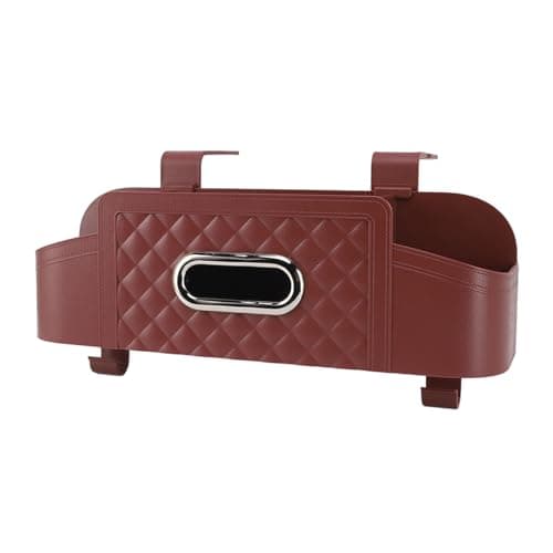 Cocoarm Car Back Seat Organizer, Plastic Car Headrest Storage Holder with Tissue Box Cover Cup Holder and Phone Stand, Hanging Backseat Storage Box for Family Travel (Wine Red) — view 5
