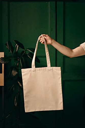 Wonky Line Premium Cotton Tote Bag, Eco-Friendly Shopping Bag, 100% Cotton Canvas, Reusable Grocery Cloth Bag, Extra Strong Long Handle Double Stitched Ideal for Printing (Grey) — view 4