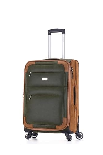 Skylark 24" Lightweight Faux Suede 4 Wheeled Spinner Luggage Trolley Suitcase Travel Bag Telescopic Handle with 3-Digit Combination Lock for 15 to 20kg (78 Litre)