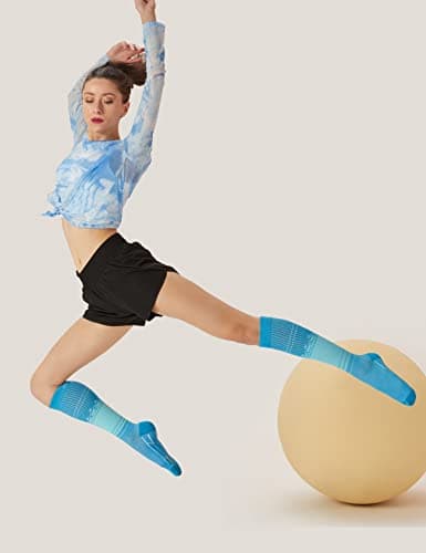FITRELL 3 Pairs Compression Socks for Women and Men 20-30 mmHg Travel Flight Socks Medical Knee High Socks for Sport, Flying, Carers, Nurse, Pregnant Women, Varicose Veins, Pink+Purple+Blue, S/M — view 5