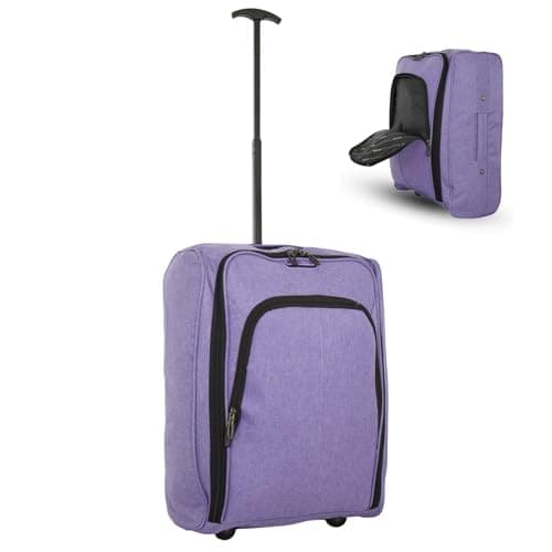 Bordlite 50x35x20cm Soft Cabin Bag – Lightweight Overhead Hand Luggage Suitcase with Wheels & Extendable Handle – Fits Ryanair, EasyJet, BA & More, 35L Capacity (Purple)