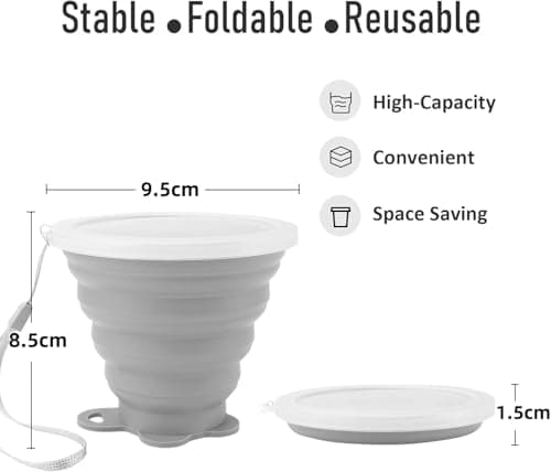 ddLUCK Silicone Foldable Cup, Travel Camping Mug with Plastic Sealing Lid — view 2