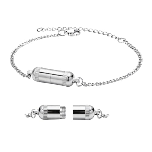 Unisex Adjustable Stainless Steel with Hidden Pills Compartment Geometric Design 16.5cm Stainless Steel Geometric Featuring Removable Holder for Travel Adjustable Chain — view 4