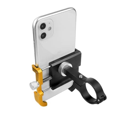 yanwuwa Motorcycle Phone Stand, Handlebar Phone Mount, Black and gold