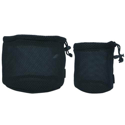 XAGMODSHN Multipurpose Drawstring Bag Outdoor Camping Pots Storage Bag Black Nylon Mesh Tableware Organizers Easy to Use Camping Tableware Organizers Carrying Case