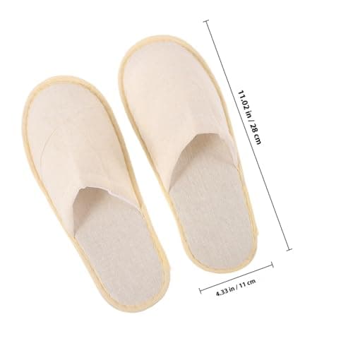 LALADEFIEE 6 Pairs Portable Foldable Travel Slippers Khaki Cotton Linen — view 4