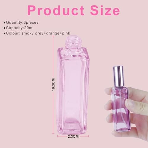LOPHE Perfume Atomiser Refillable, Mini Perfume Refill Bottles, Empty Clear Glass Perfume Atomiser Spray Bottles, Portable Atomiser with Fine Mist for Daily Business Trips, 20 ml 3 Pcs Mixed Colors — view 2