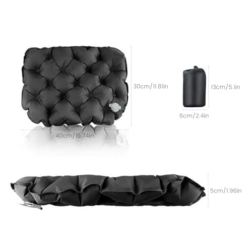 NYEONHRT Airplane Travel Seat Cushion - Inflatable Waterproof Air Pad with Repair Kit and Storage Bag, Portable for Hiking Trekking Office Flights Car Stadium Seating (15.75"x11.82") Gray-1pack — view 3