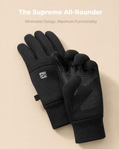 Vinuwu Winter Thermal Gloves for Men Women, Waterproof Anti-Slip, Black — view 6