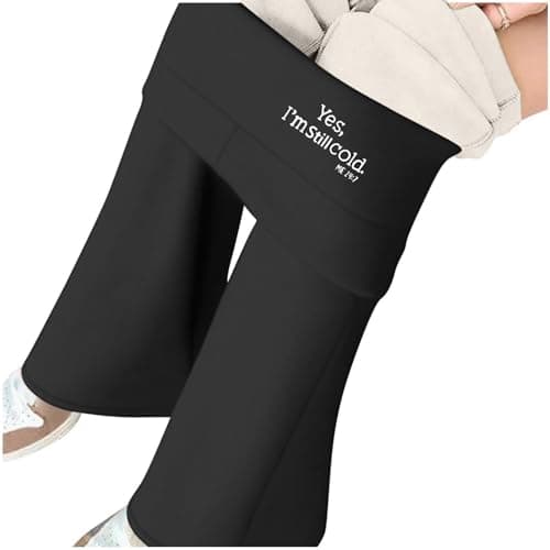 NSICBMNO Wide Leg Trousers for Women UK Thermal Fleece Lined Trousers Women Fleece Leggings for UK with Pockets Pyjama Bottoms Tall Wide Leg Yoga Pants Ladies Joggers Womens 16 Ladies Petite Black — view 6