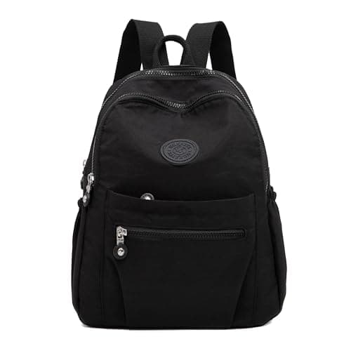 Ecohaso Women's Fashion Backpacks, Small Backpacks for Women Mini Nylon Waterproof Anti Theft Rucksack Women Travel Handbag (Black)