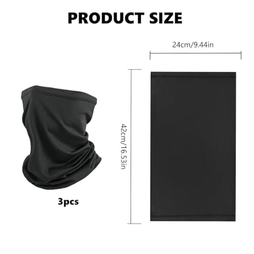 3 Pack Bandana Neck Warmer Ski Snood for Men & Women,Multifunctional Headwear Face Mask,Elastic Windproof Neck Gaiters Headband Snood UV Resistant Ski Mask Black for Outdoors Sports Cycling Hiking — view 2