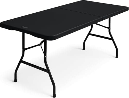 SAKUSEI Rectangle Folding Heavy Duty 6ft Table (Black, 2 Pack) — view 3