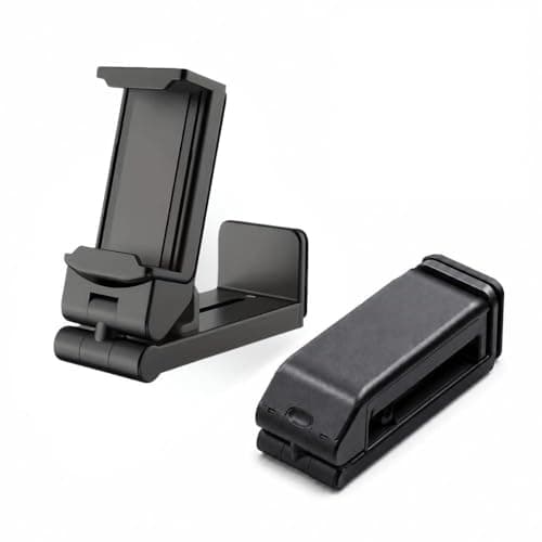 RJProducts 360° Rotating Airplane Phone Holder Mount – Universal Hands-Free Travel Phone Stand for Plane Tray Tables, Car Dashboard & Desk, Compact Foldable Clip Holder for iPhone & Android
