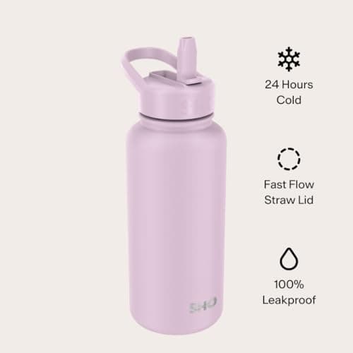 SHO Guzzler Insulated Stainless Steel Water Bottle (Pale Lavender, 950ml) — view 3