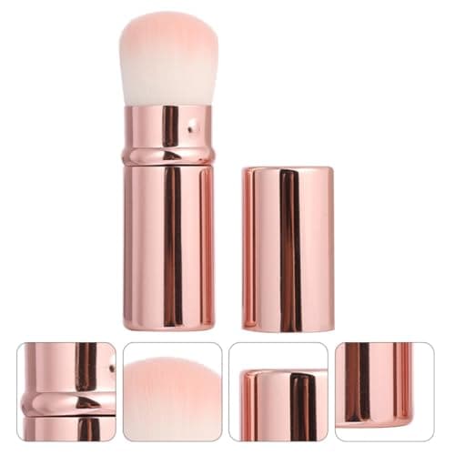 Retractable Mini Blush Brush with Cover Corrugated Silk Nylon Wool Pink — view 6