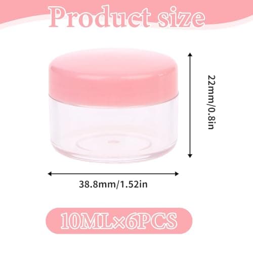 6 Pcs Travel Cosmetic Jars - 10g Empty Sample Pots for Creams, Lotions, Balms, Refillable Small Containers for Storage - Clear Plastic Travel Pots with Lids for Makeup & Skincare — view 2
