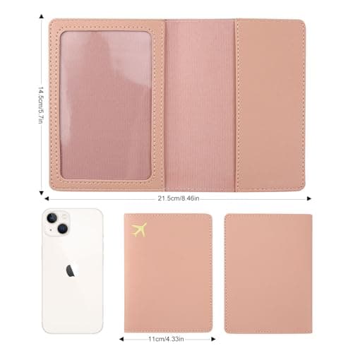 ILIYAH PU Leather Passport Holder Cover for Women Men Credit Cards Boarding Passes Travel Wallet Case(Pink) — view 3
