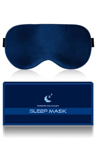 Aosun Silk Sleep Mask, 22-Momme 100% Pure Mulberry Silk Light-Blocking Eye Mask with Adjustable Strap, Hypoallergenic, Gifts for Women and Men (Blue)