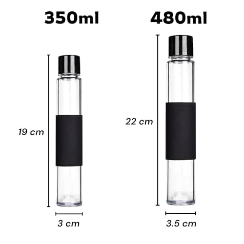 Hydrte Clear Water Bottle – 480ml Professional Cute Water Bottle for Travel, Slim, Lightweight & BPA-Free for Travel & Everyday Hydration (Nero Black) — view 5
