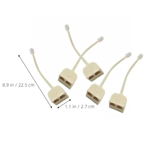 MUSISALY Rj11 Socket Splitter Telephone Plug Adapter Beige 5pcs — view 2