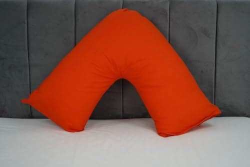 AR V shaped pillowcase cover, 100% Poly-cotton Back & Neck Support Orthopaedic Pregnancy/Nursing V Pillowcase cover only (Orange) — view 2