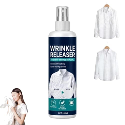 Instant Wrinkle Releaser Spray, 100ml Fabric Refresher & Crease Release Spray for Clothes, No Iron Sprays, Quick Smoothing Agent, Smooths Creases in Seconds, Suitable for T-Shirts, Dresses (1PC)