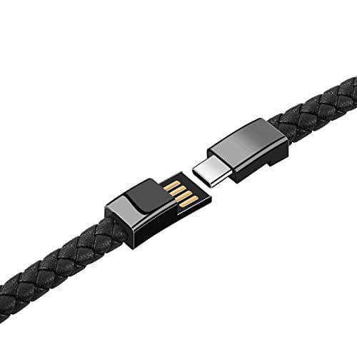 Outstanding® USB Type-C Charging Cable Bracelet Neutural, USB C Phone Charger 2.4A Current, Wristband Design Charger Leather Bracelet Portable Travel Charger, Braided Cord — view 4