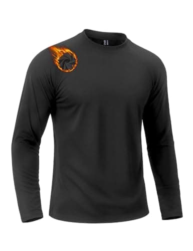 TACVASEN Men's Thermal Top Fleece Base Layer Long Sleeve Top Black, M