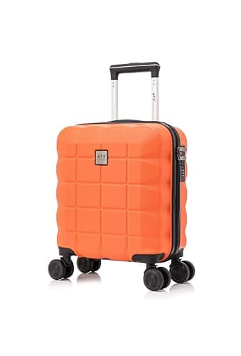 ATX Luggage Easy Jet 45x36x20 Underseat Cabin Suitcase Lightweight Durable ABS Carry-ons with 4 Dual Spinner Wheels and Built-in 3 Digit Combination Lock (Orange, 17.5 Inches, 30 Liter)