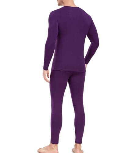 wirarpa Men's Thermal Underwear Set Cotton Long Johns Base Layer Purple L — view 2