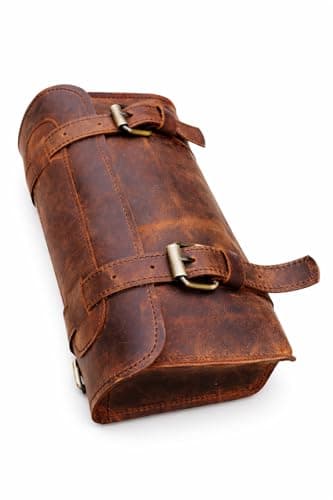 american blue Genuine Leather Handlebar Saddle Motorcycle Bag Bicycle Tool Pannier Travel Accessories Fork Bicycle Seat Accessories Cycle Carrier (Design No 1) — view 5