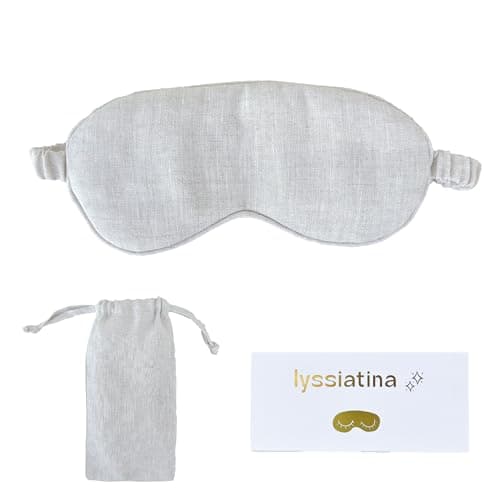 Pure Linen Eye Mask, 100% Linen Eye Mask for Girls,Travel Breathable Sleep Mask,Adjustable Strap, Hypoallergenic, Cooling with Travel Bag Gift Package(Oat)