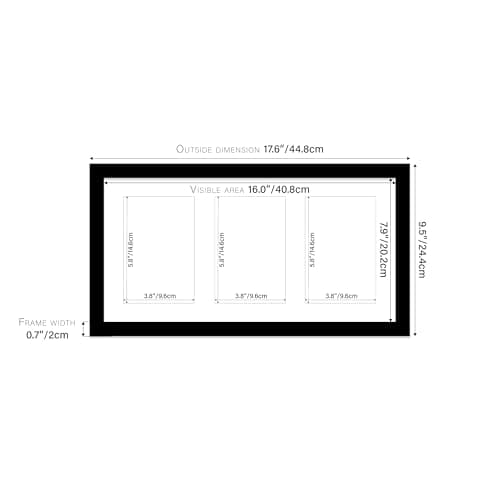 Black Multi Photo Frame - Holds 3 x 6x4 Pictures, Family Collage Picture Frame for Wall Display, 8x16 Panoramic Frame Size, Pack of 1 — view 2