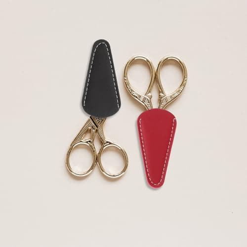 FUOYLOO Leather Scissor Cover Protector Set 3Pcs in Black, Khaki and Burgundy – Lightweight Safety Shears Case for Travel and Salon Use — view 5