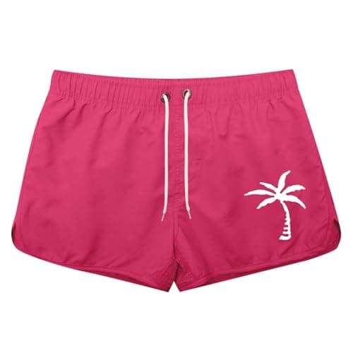 Generisch Swimming Trunks Swim Shorts Stretch Fashion Casual Travel Coconut Tree Print Beach Shorts Neoprene Vest, Hot Pink, S — view 2