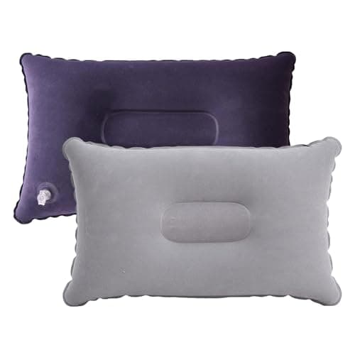 XINXINGDINGSHENG 2 PCS Inflatable Pillows Mini Compressible Waterproof Travel Pillow Ultralight Soft Flocked Blow Up Pillows Portable for Travel Camping Sunbathing Office Park Home
