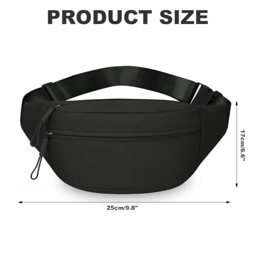 Black Bumbag for Men and Women, Large Capacity Waist Bag Fanny Pack with Adjustable Strap, Waterproof Running Belt for Dog Walking, Hiking, Travel and Sports — view 2